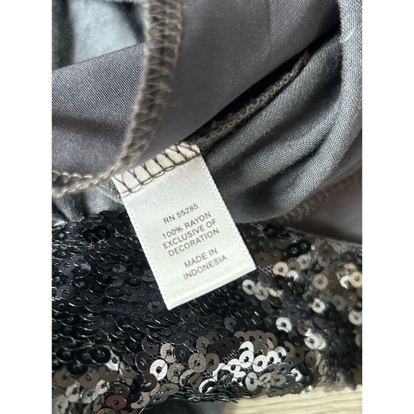 EXPRESS Charcoal Gray Sequin Trimmed Cotton Tunic Mini Dress Size S Side Pockets - Picture 10 of 10